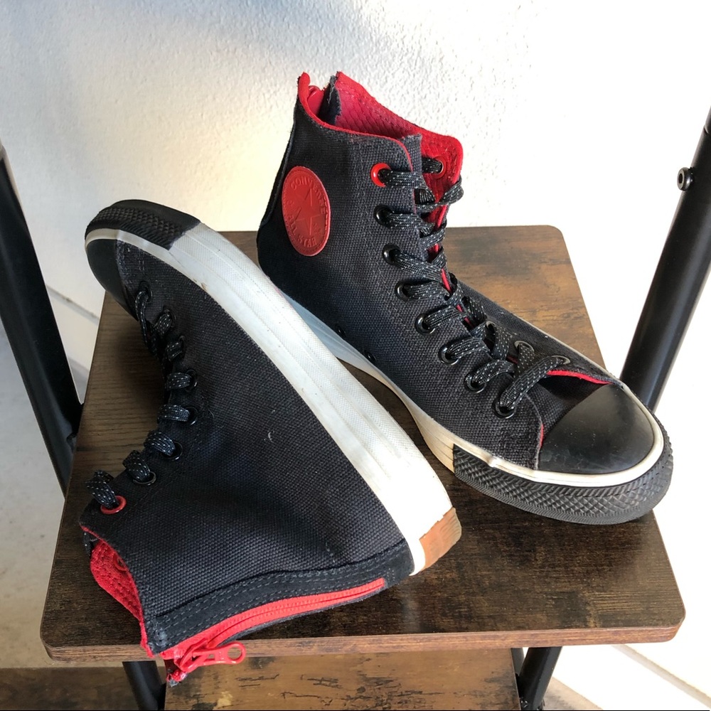 Black and Red Converse High Tops